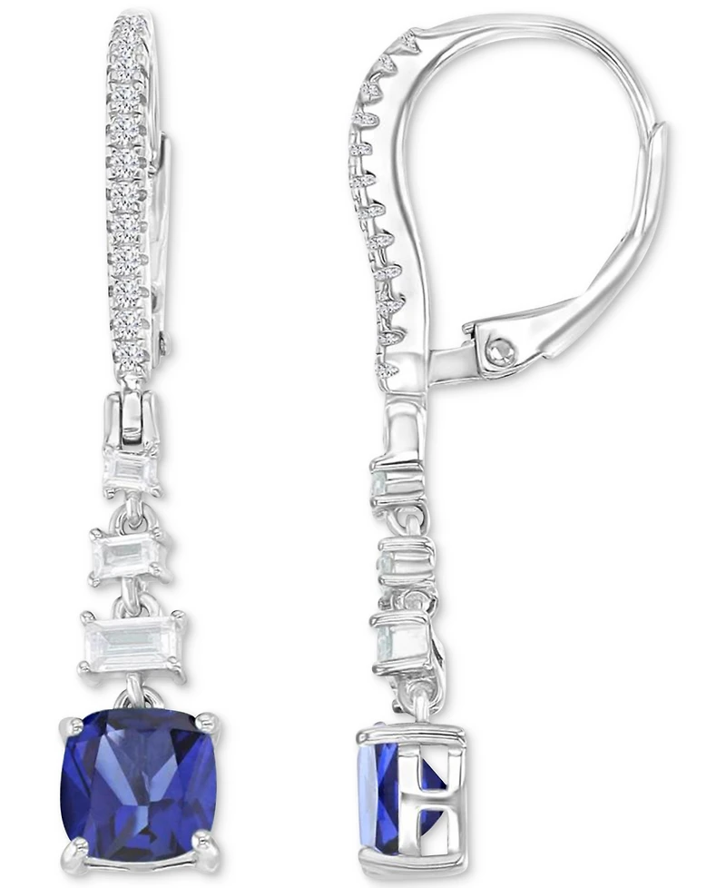 Cubic Zirconia Mixed Cut Linear Drop Leverback Earrings