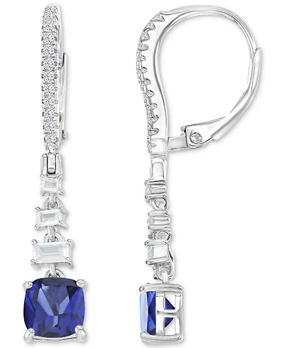 Cubic Zirconia Mixed Cut Linear Drop Leverback Earrings