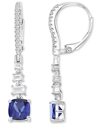 Cubic Zirconia Mixed Cut Linear Drop Leverback Earrings