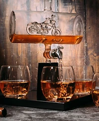 The Wine Savant Motorcycle Decanter Whiskey Wine Decanter 1100 ml Set of 5