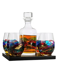 The Wine Savant Renaissance Stained Glass Wine Decanter Glasses, Set of 5