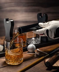 The Wine Savant Golf Club Whiskey Decanter and Liquor Glasses, Set of 5