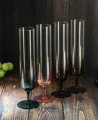 The Wine Savant Multicolored Beautiful Champagne Flutes, Set of 4