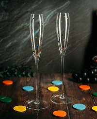 The Wine Savant Polka Dot Champagne Flutes Glass, Set of 2