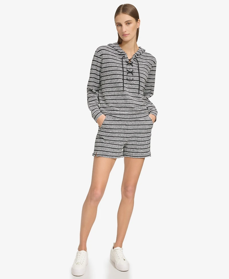 Andrew Marc Sport Women's Heritage Striped Lace-Up Hoodie