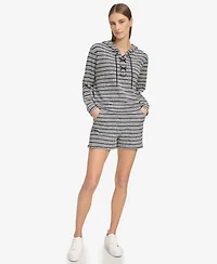 Andrew Marc Sport Women's Heritage Striped Lace-Up Hoodie