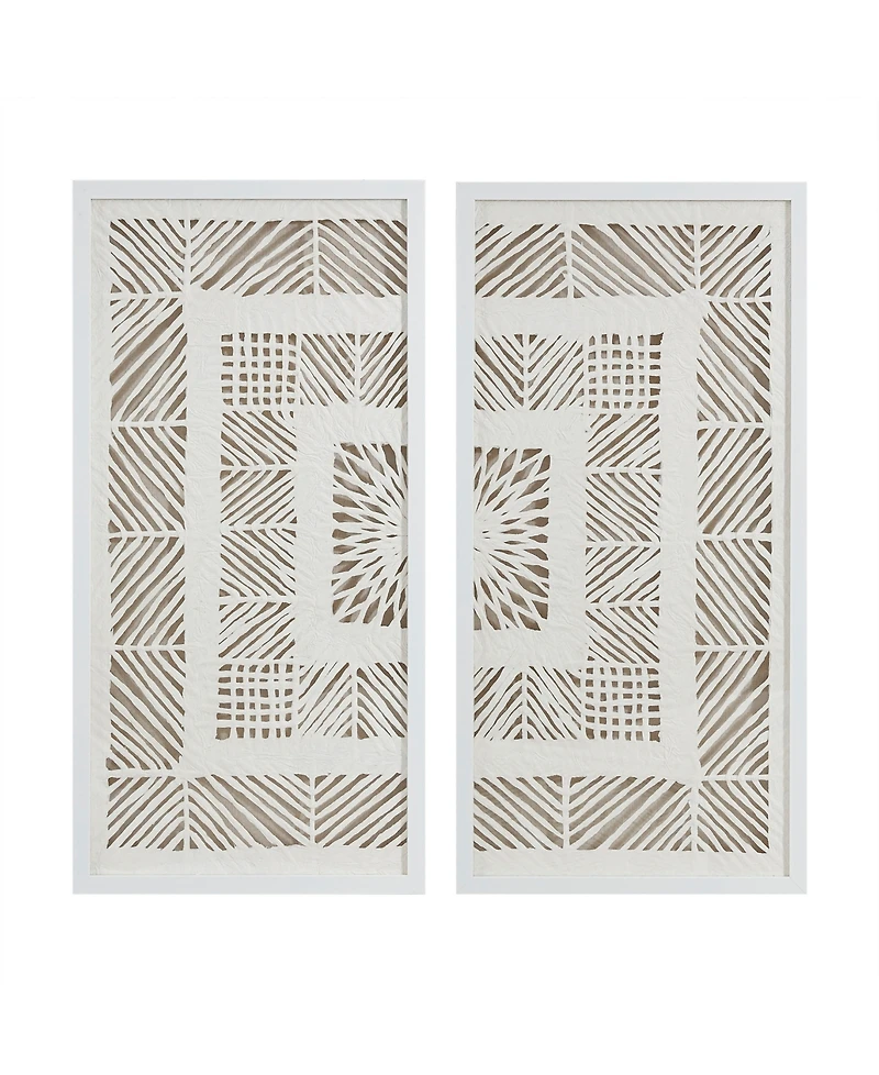 Madison Park Tala Framed Geometric Rice Paper Panel 2-Pc. Shadowbox Wall Decor Set