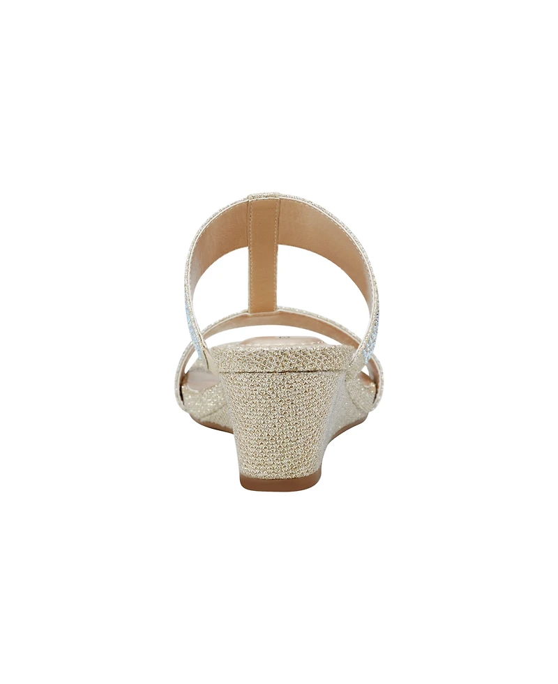 Bandolino Women's Iluvit Embellished T-Strap Wedge Sandals