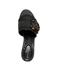 Bandolino Women's Anni Raffia Crochet Block Heel Sandals
