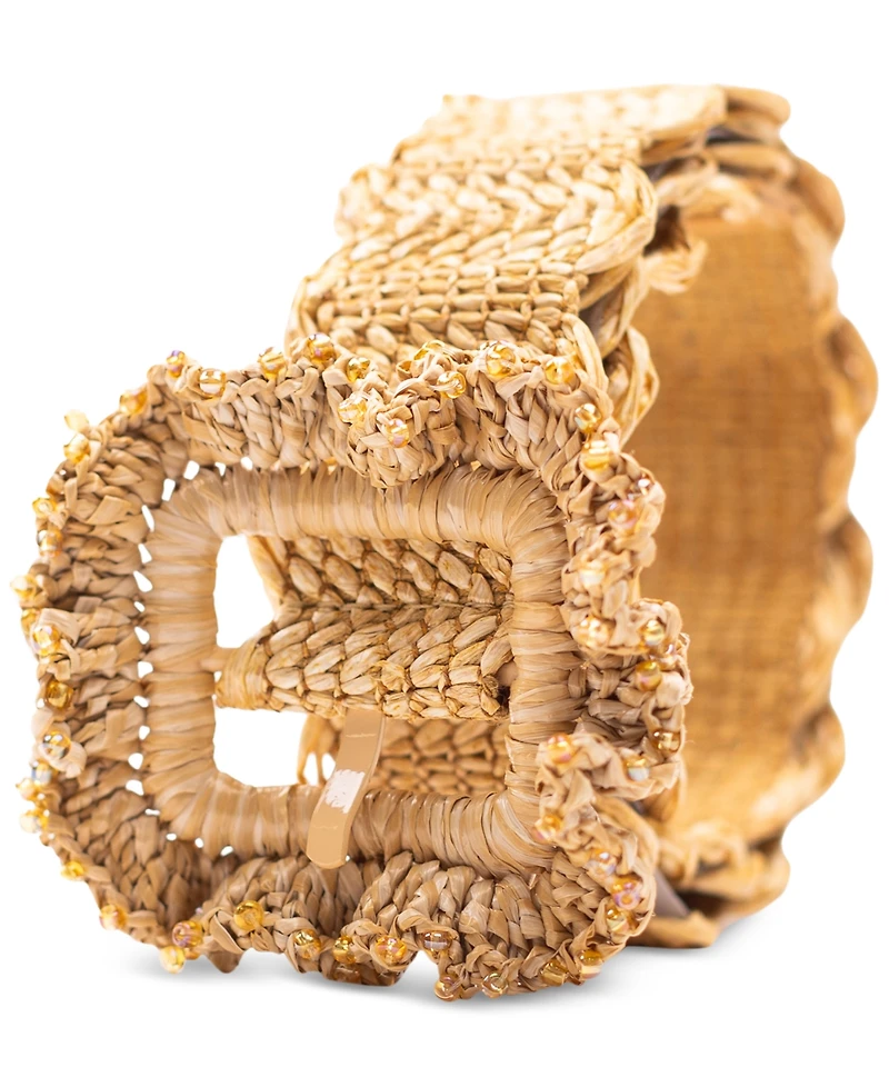 Sam Edelman Women's Scalloped Edge Raffia Woven Belt