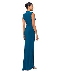 Betsy & Adam Women's Ruched Draped Gown