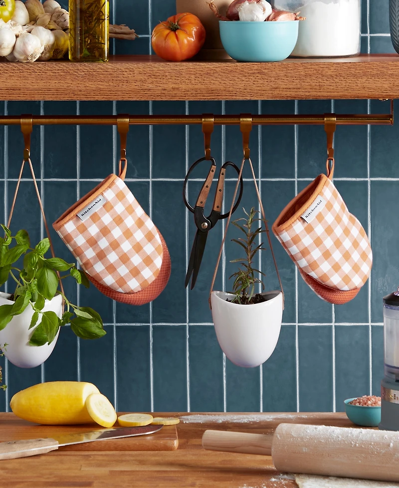 KitchenAid Gingham Mini Oven Mitt 2-Pack Set, 5.5" x 8"