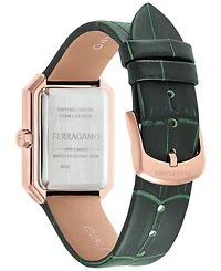 Salvatore Ferragamo Women's Swiss Green Leather Strap Watch 27x34mm