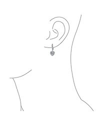 Bling Jewelry 4CT Cz Halo Heart Shaped Cubic Zirconia Dangle Lever back Earrings Invisible Cut Rhodium Plated