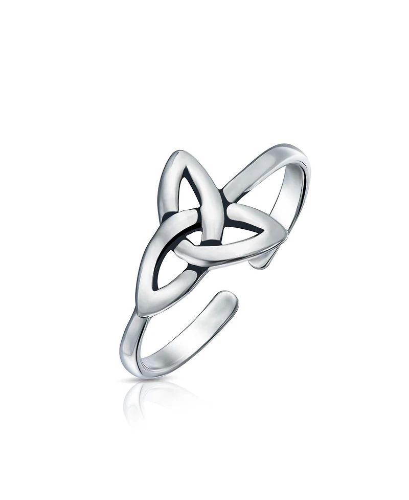 Bling Jewelry Celtic Trinity Knot Work Circle Triquetra Pinky Midi Toe Ring Oxidized Silver Sterling Adjustable