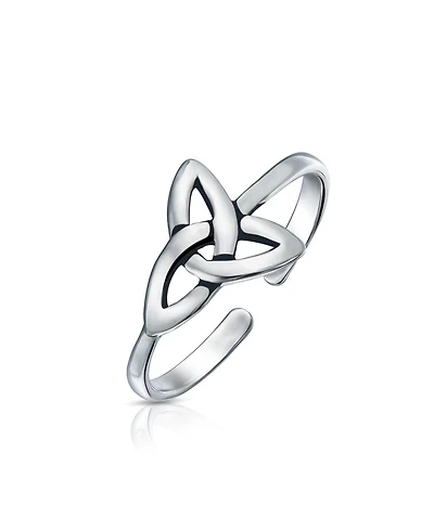 Bling Jewelry Celtic Trinity Knot Work Circle Triquetra Pinky Midi Toe Ring Oxidized Silver Sterling Adjustable