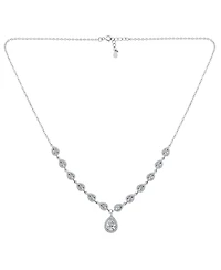 Bling Jewelry Classic Dainty Delicate Teardrop Halo Cubic Zirconia Cz V Collar Statement Necklace Sterling Silver