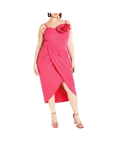 City Chic Plus Fleur Floral Accent Tulip Dress