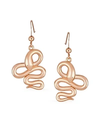 Bling Jewelry Garden Animal Pet Reptile Egyptian Serpent Simple Snake Dangling Earrings Fish Hook Wire Rose Plated Sterling Silver
