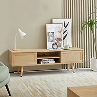 Streamdale Natural Rattan Tv Cabinet with Sliding Doors
