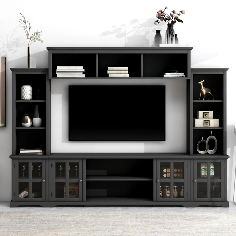 Simplie Fun Minimalist Tv Stand with Glass Door, for TVs up to 70"