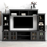 Simplie Fun Minimalist Tv Stand with Glass Door, for TVs up to 70"