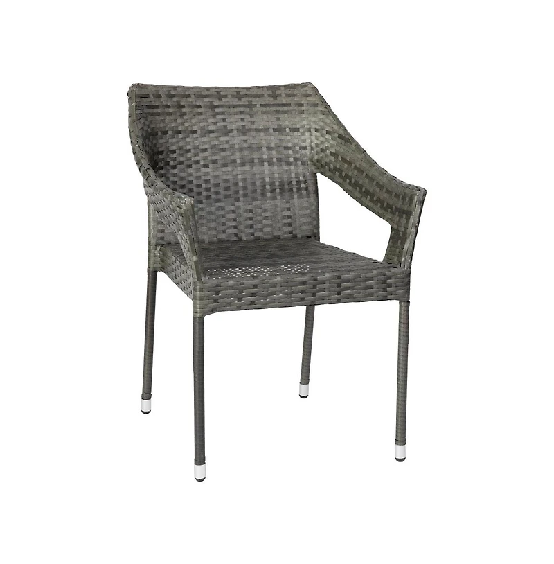 Emma+Oliver Embry All-Weather Indoor/Outdoor Stacking Patio Dining Chairs With Steel Frame And Weather Resistant Pe Rattan