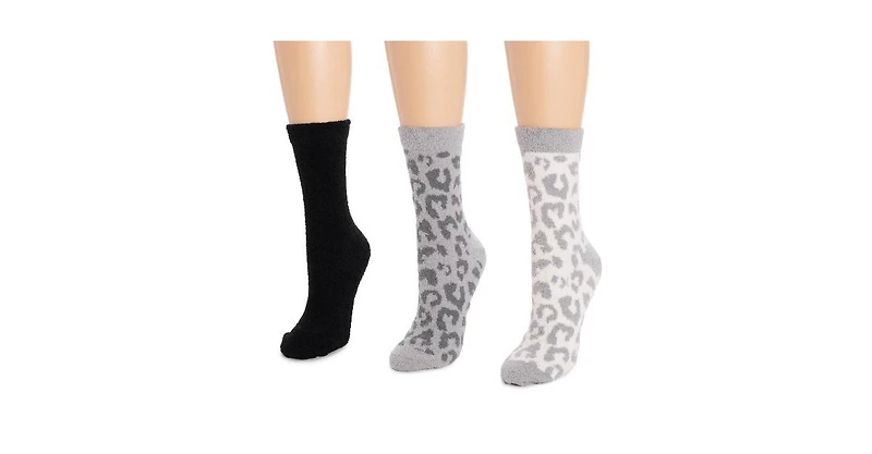 Muk Luks Women's 3 Pack Cozy Compression Crew Socks