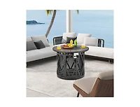 32 Inch 30000BTU Fire Pit Table with Fire Glasses and Pvc Cover