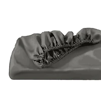 Night Satin Washable Fitted Sheet, Gunmetal Queen