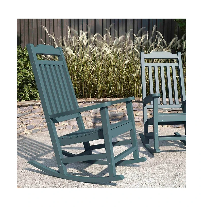 Merrick Lane Set Of 2 Hillford Poly Resin Indoor/Outdoor Rocking Chairs