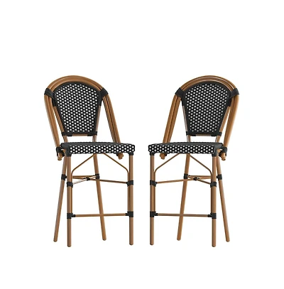 Sacha Set Of Two Stacking Bistro Counter Stools With Pe Seats And Backs Metal Frames For Indoor/Outdoor Use