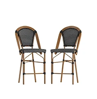 Sacha Set Of Two Stacking Bistro Counter Stools With Pe Seats And Backs Metal Frames For Indoor/Outdoor Use