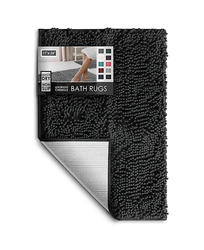 Ultra Soft Non-Slip Chenille Bath Rug - Quick Dry, Machine Washable Small 17”x24”