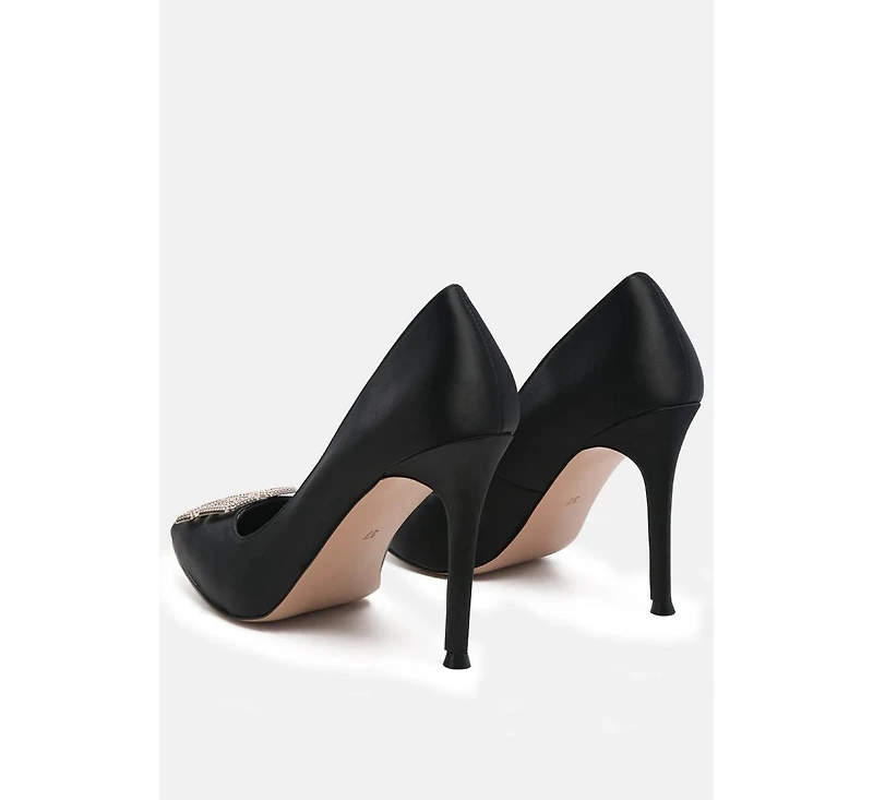 prisca high heel brooch detail pumps