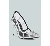 Diamante Clear Stiletto Heel Pumps