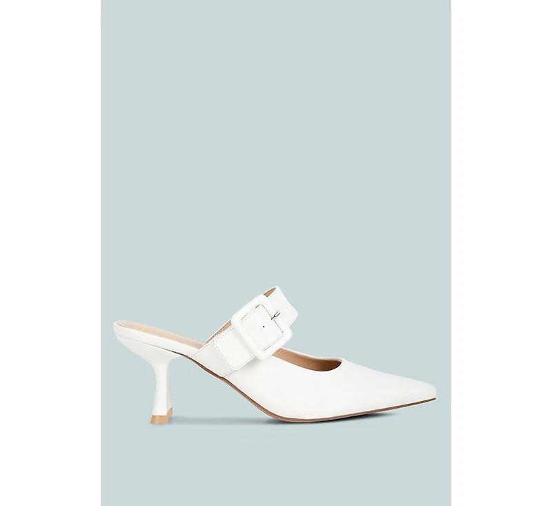 London Rag Womens Shein Star Slim Block Heel Mules