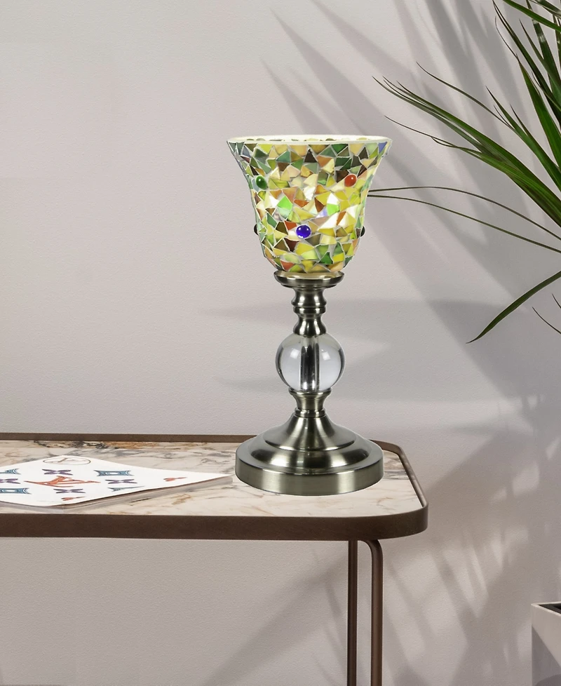 Dale Tiffany 12.5" Tall Lucida Mosaic Handcrafted Art Glass Shade with Jewels Accent Lamp