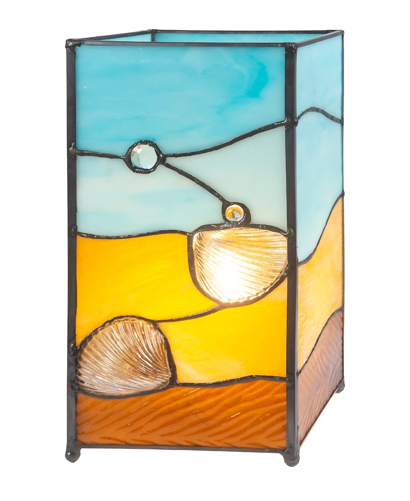 Dale Tiffany 10" Tall La Rochelle Handmade Genuine Stained Glass Shade with Jewels Uplight Accent Lamp