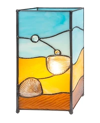 Dale Tiffany 10" Tall La Rochelle Handmade Genuine Stained Glass Shade with Jewels Uplight Accent Lamp