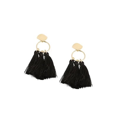 Sohi Women's Gold Tassel Drop Earrings
