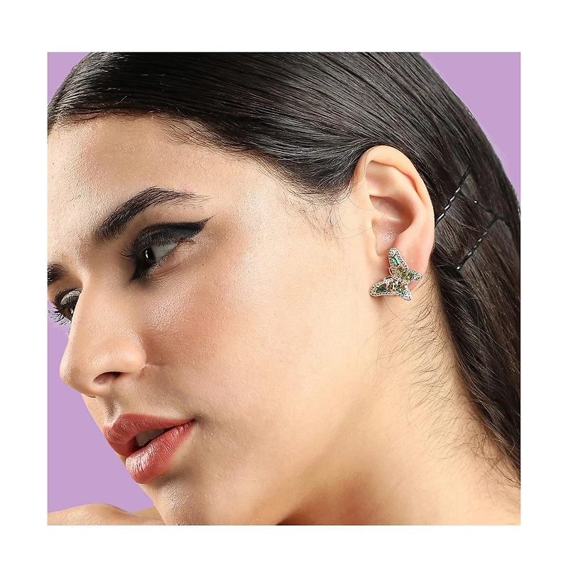 Sohi Women's Crystal Butterfly Stud Earrings