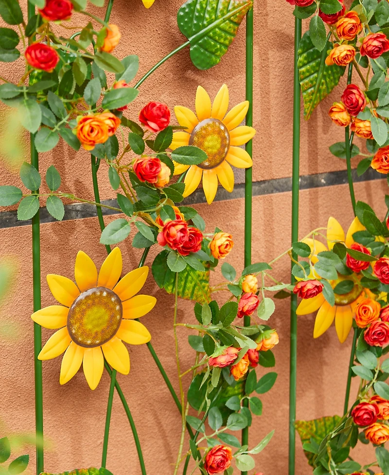 Glitzhome 48" H Metal Sunflowers Garden Trellis, Garden Stakes