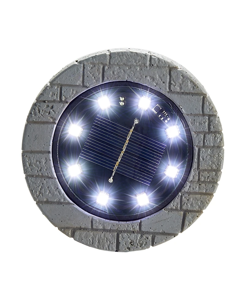 Glitzhome 5.25" H Set of 4 Resin Solar Powered Disk Light or Outdoor Pathway Light or Ground Light