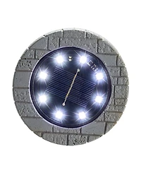 Glitzhome 5.25" H Set of 4 Resin Solar Powered Disk Light or Outdoor Pathway Light or Ground Light