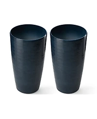 Glitzhome 22.5" H Oversized Set of 2 Turquoise Resin and Stone Faux Ceramic Textured Tall Planter
