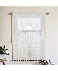 Kate Aurora Shabby Living Lena Floral Lace Complete Kitchen Curtain Tier & Swag Set