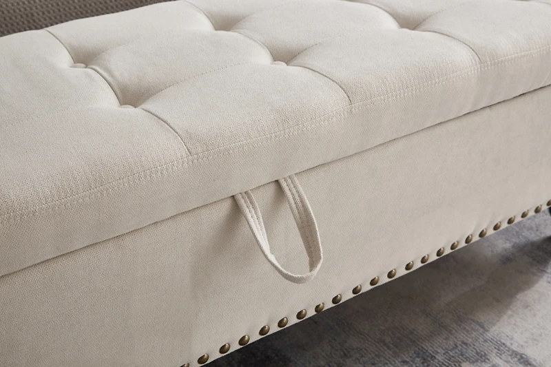 59" Bed Bench Ottoman with Storage Fabric