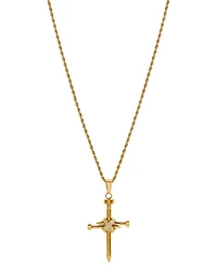 Blackjack Men's Cubic Zirconia Nail X Cross 24" Pendant Necklace