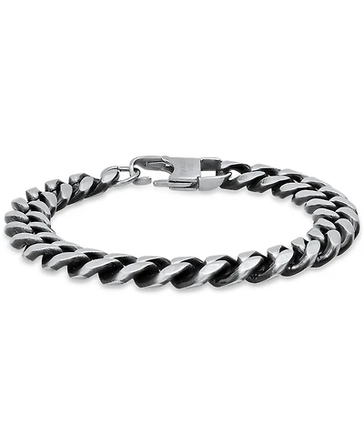 Steeltime Men's Gunmetal-Tone Stainless Steel Cuban Link Chain Bracelet